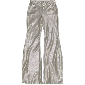 NWT‼️ Forte_Forte “Riflessi” super flared Silver metallic Women's pants Italy M